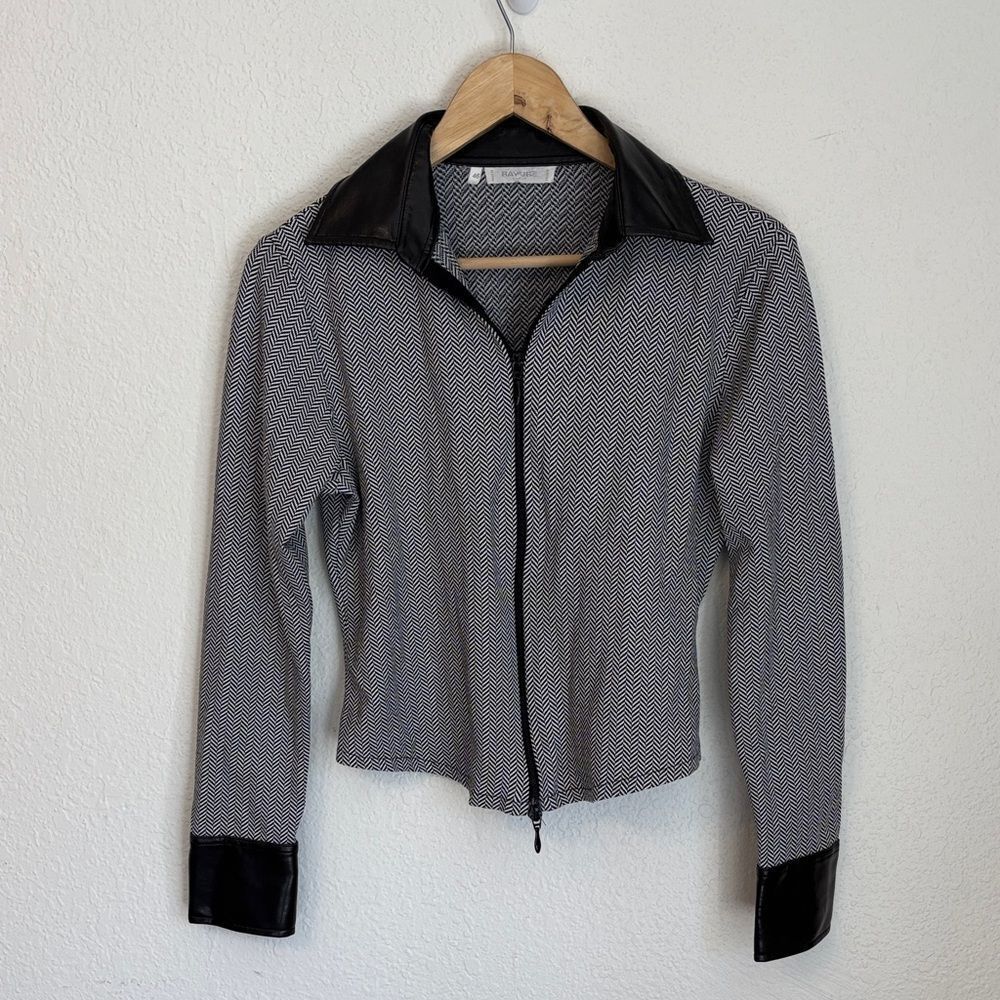 Vintage Rayure Paris Herringbone Double Zip Jacket Size 46 (Large)